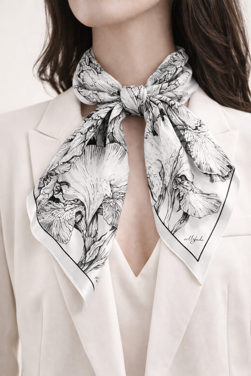 Iris Noir silk scarf