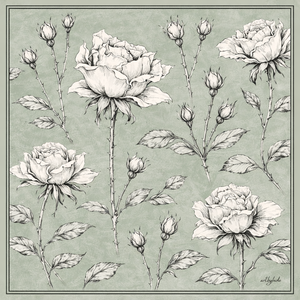 BOTANICAL ROSE Silk Scarf