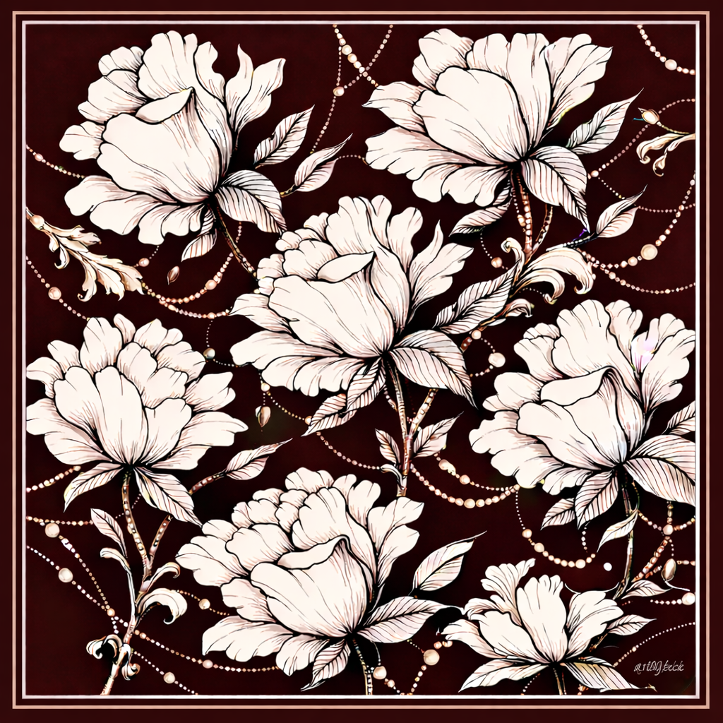 Midnight Peony Silk Scarf