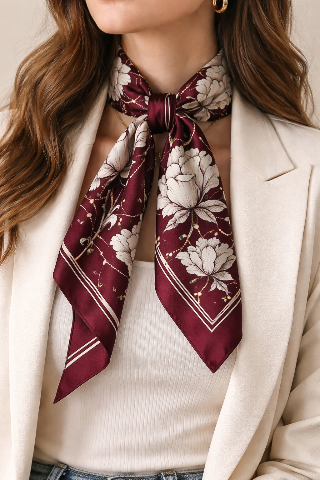 MIDNIGHT PEONY Silk Scarf