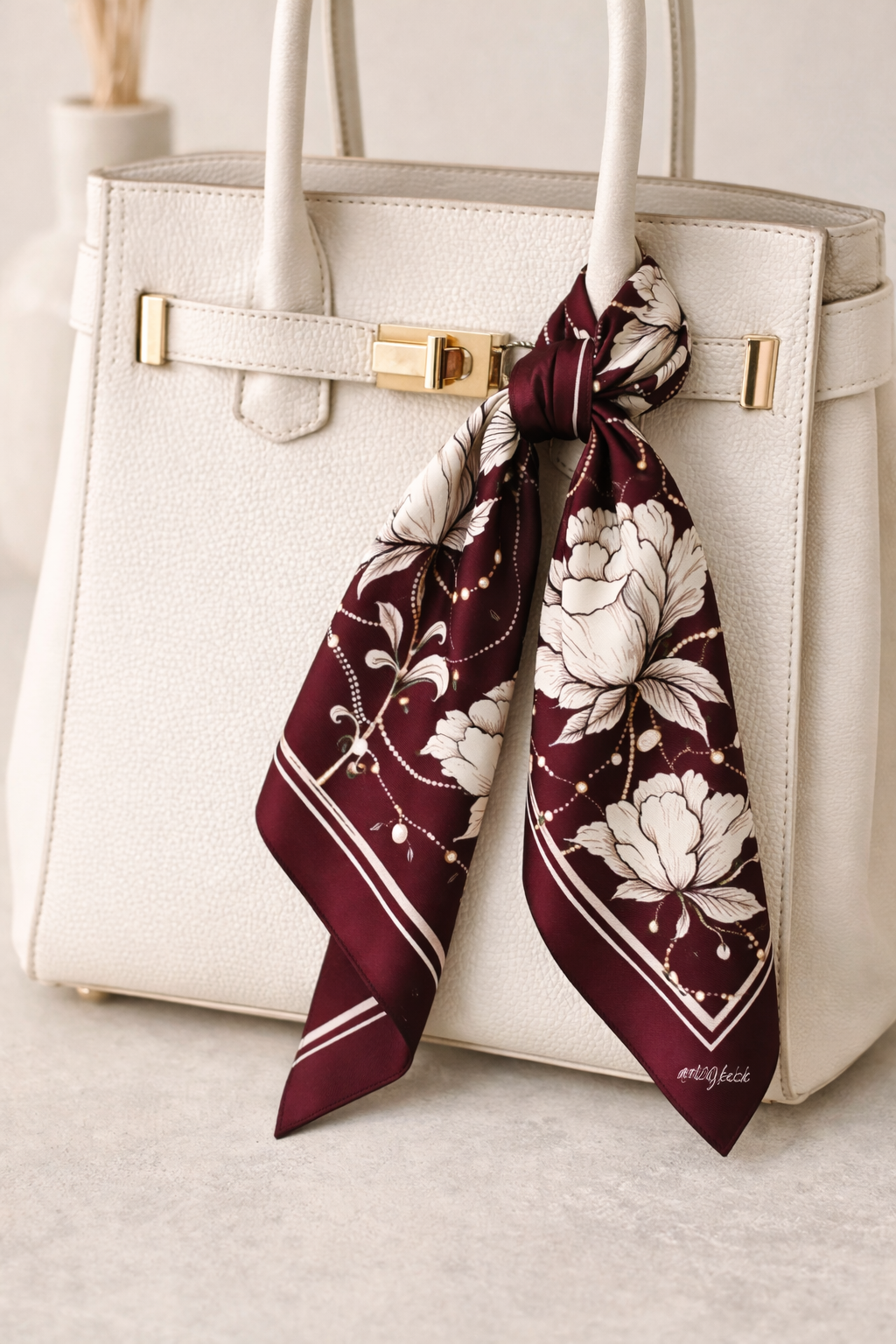 MIDNIGHT PEONY Silk Scarf